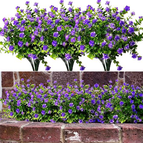 Sinhoon Pack Uv Resistant Outdoor Artificial Flowers Bulk Outside