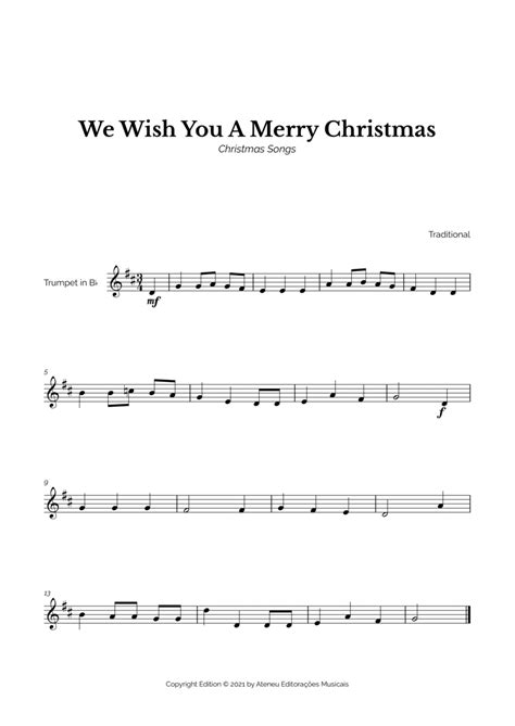 We Wish You A Merry Christmas For Easy Trumpet Solo By Traditional B