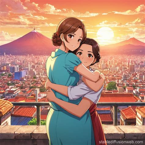 Latina Woman Hugs In Mexico City Stable Diffusion Online