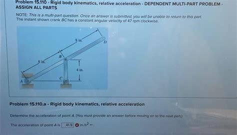 Solved Problem Rigid Body Kinematics Relative Chegg