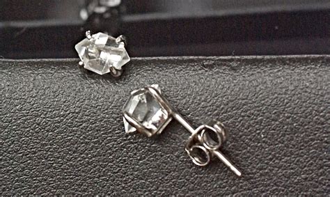 Herkimer Diamond Earrings Sterling Silver Raw Herkimer Diamond Studs