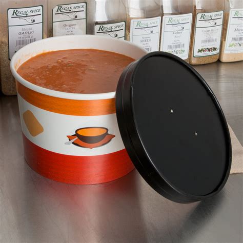 Choice 64 Oz Soup Design Double Poly Coated Paper Soup Hot Food Cup With Vented Paper Lid