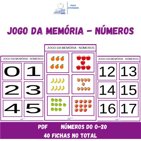 JOGO DA MEMÓRIA NÚMEROS Psico Atividades