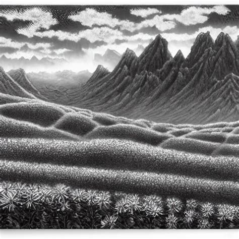 Tall Mountains Flower Field By Kentaro Miura Highly Stable