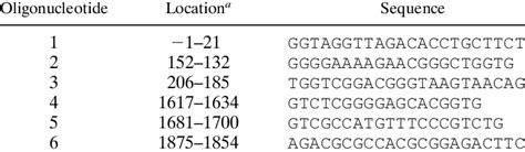 Nucleotide Sequences And Genomic Locations Of Oligonucleotides Used In Download Table