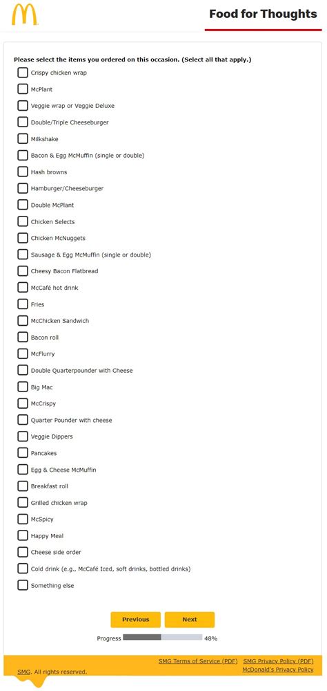 McDonalds Food for Thoughts Survey | 2024