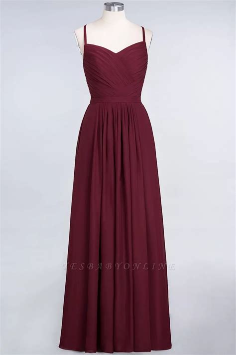 A Line Spaghetti Straps Sweetheart Sleeveless Floor Length Bridesmaid