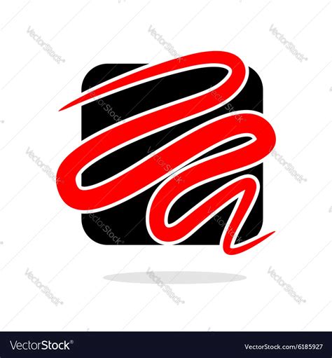 Red line on black square logo fo business Vector Image