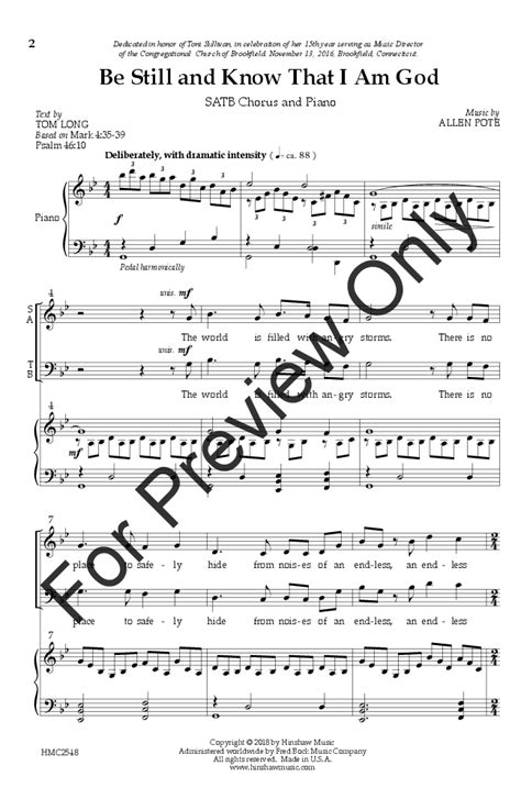 Be Still And Know That I Am God Satb By A Jw Pepper Sheet Music