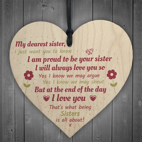 Sister Gift Birthday Gift For Sister Keepsake Poem Wooden Heart ...