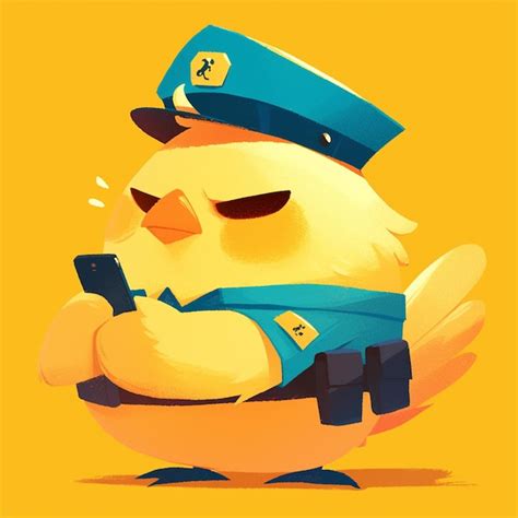 Premium Vector A Cute Chick Security Guard Cartoon Style