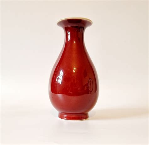 Chinese Porcelain Vase Copper Red Glazed Sang De Boeuf Ceramic Vase