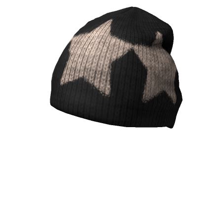 STAR KNIT BEANIE BLACK BEIGE Roblox