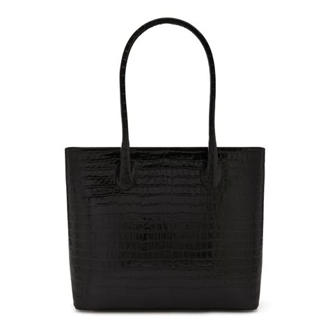 Isabel Bernard Mala Shopper De Couro De Vaca Preta Croco Ib