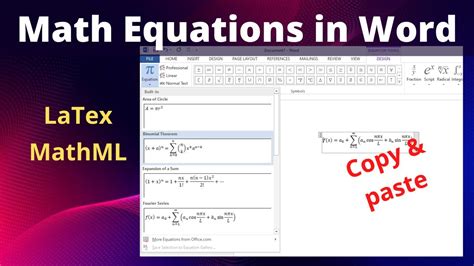 Copy Pasting Math Formula In Word Latex In Word Mathml Youtube