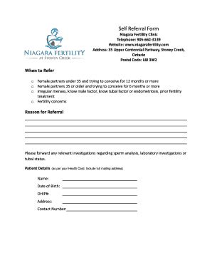 Fillable Online Niagara Fertility Clinic Fax Email Print Pdffiller