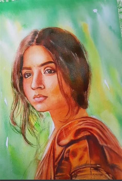 A Painting Of A Woman With Brown Hair