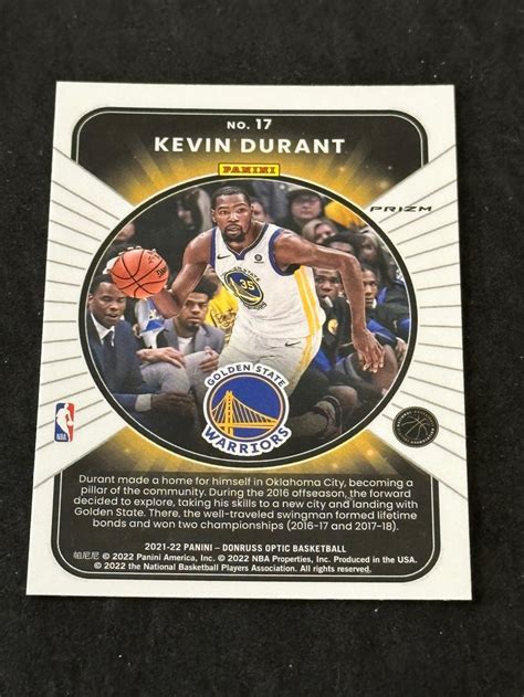 Lot Donruss Optic Purple Prizm Winner Says Kevin Durant