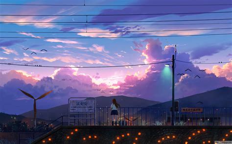 Sunrise Anime Scenery Art 4K wallpaper download