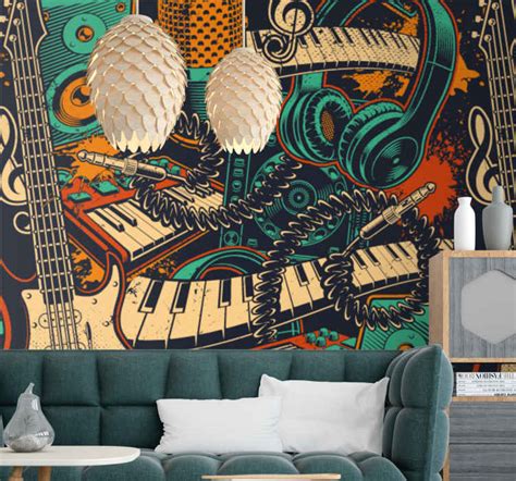 Music Illustration Urban Style Wall Mural Tenstickers