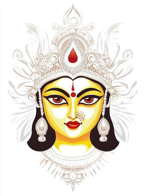 Happy Durga Puja Photo Illustration With Goddess Maa Durga Face