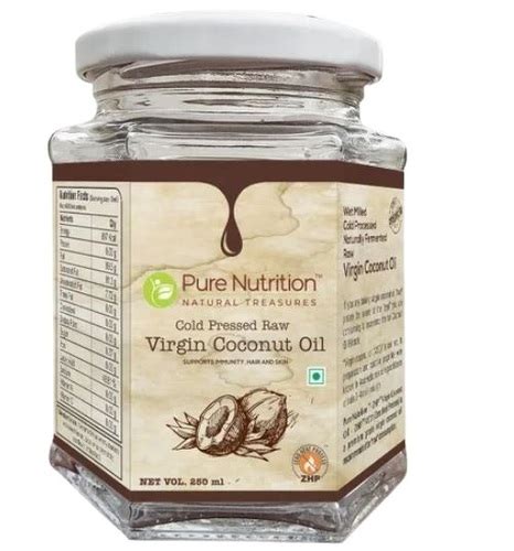 250 Ml Commonly Cultivated Cold Pressed Raw Virgin Coconut Oil