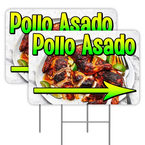 2 Pack Pollo Asado Yard Signs 16 X 24 Double Sided Print With