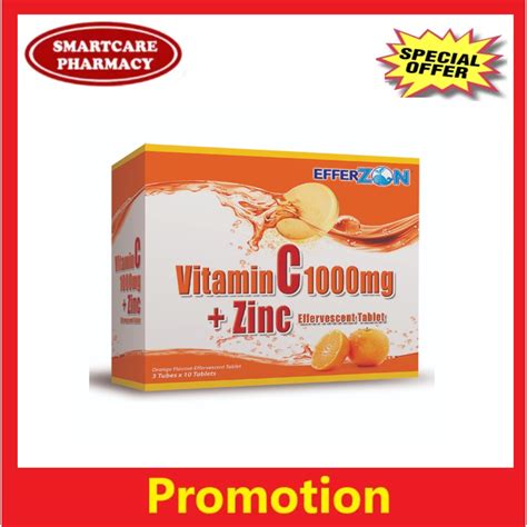 Efferzon Vitamin C 1000mg Zinc Effervescent 30tablets 10tablets