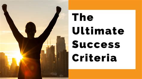 The Ultimate Success Criteria My Successful Life