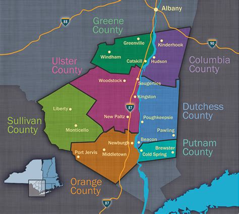 Hudson Valley Counties Map