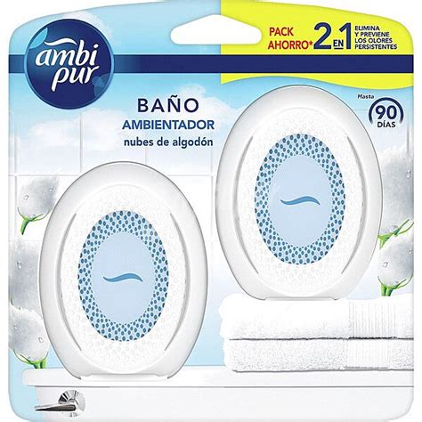 AmbiPur Ambientador nubes de algodón pack ahorro baño Blister 2 unidades