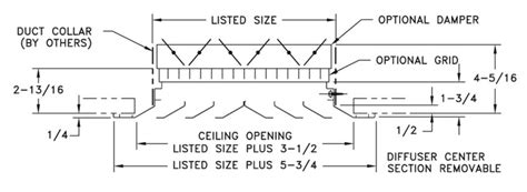 ARE Aluminum Louvered Ceiling Diffuser Flat Margin