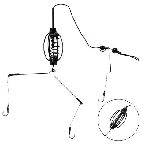 Carp Fishing Feeder Fishing Baits Cages Hook Rig Set Inline Method