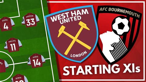 WEST HAM V BOURNEMOUTH STARTING XI PREDICTED PREMIER LEAGUE YouTube