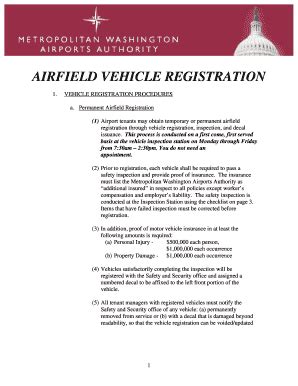 Fillable Online Airfield Vehicle Registration Metropolitan Washington