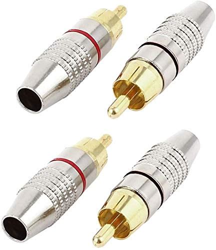 4pcs Rca Plugs Speaker Plugs Gold Plated Rca Plug Solderless Male Plug