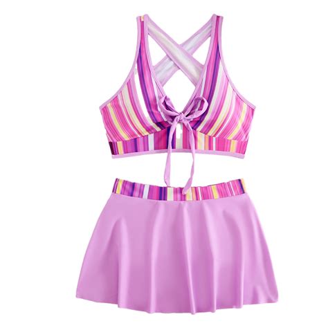 Bikini Sets For Women Plus Size Floral Striped Sexy Swimsuits Pc