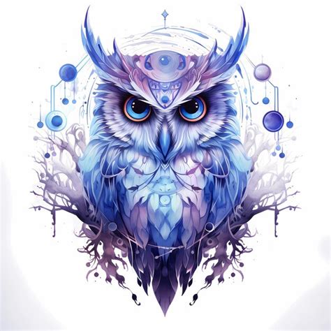 Premium Ai Image Mystical Forest Owl Tattoo With Celestial Elements