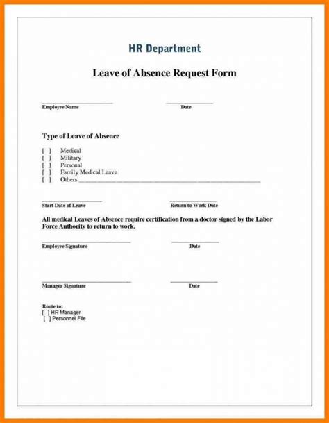 Free Leave Of Absence Form Template ~ Addictionary Medical Leave Of ...