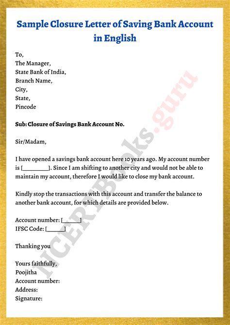 Bank Account Closing Letter Sample Formats How To Write A Letter Easily