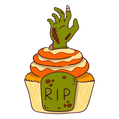 Design Png E Svg De Cupcake Assustador Com Uma Mão De Zumbi Para Camisetas