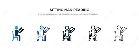 Sitting Man Reading Icon In Different Style Vector Illustration Two