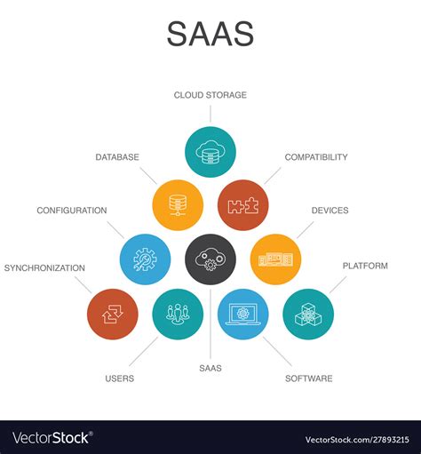 Saas Infographic Steps Concept Cloud Storage Vector Image