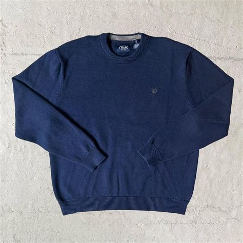 Chaps Grandpa Sweater Navy Knit Sweater Good Depop