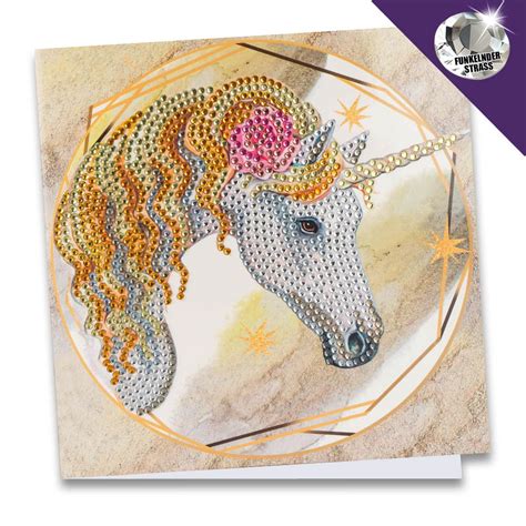 Diamond Painting Grußkarte Strass Einhorn 16cm x 16cm inkl Zubehör