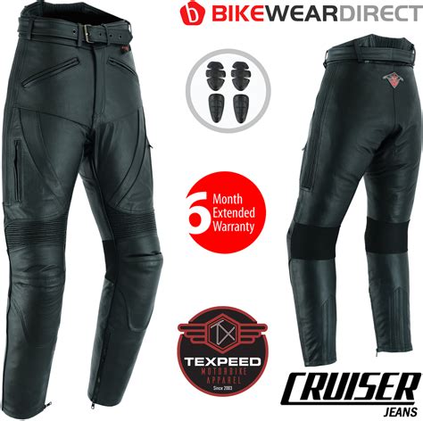 cruiser black leather motorcycle trousers bike wear direct