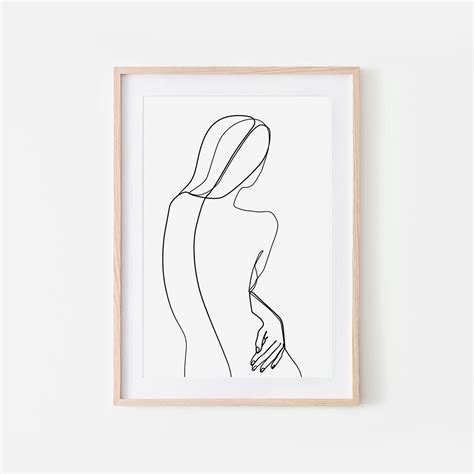Naked Woman Art Printable Line Drawing Female Figure Art Etsy