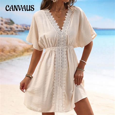 Cheap Summer Women S Lace Splicing Beach Dress Bikini Swimwear Outer Cover Ups Joom