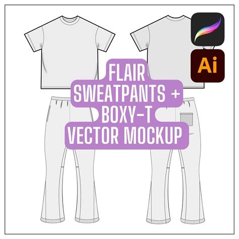 Flare Sweatpants Mockup Boxy Tee Mockup Stacked Jogger - Etsy