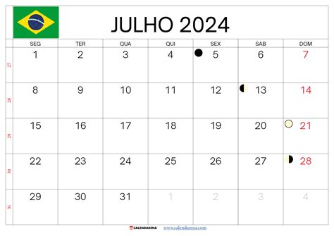 Calendário Julho 2024 Brasil